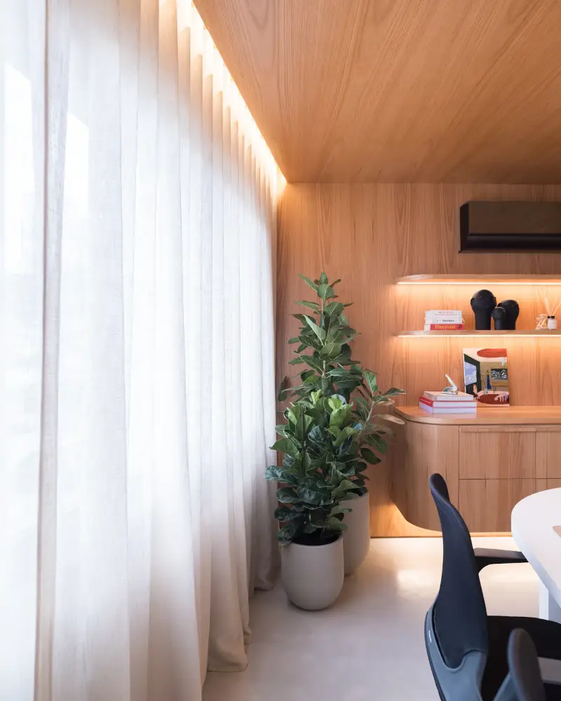 Wall-mounted unit that heats and cools a modern home office