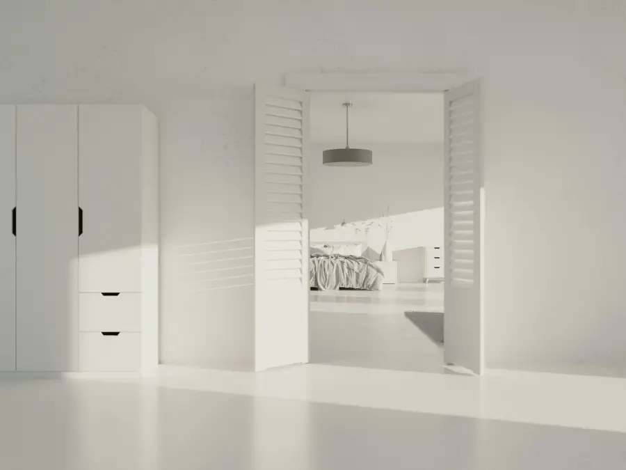 Empty white room with bare walls, ready to be measured for an indoor unit