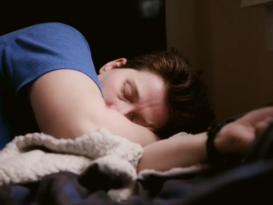 Man asleep in a bedroom with soft morning light