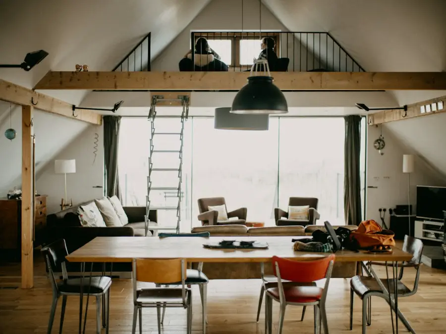 Large open plan living and dining space measured for unit sizing