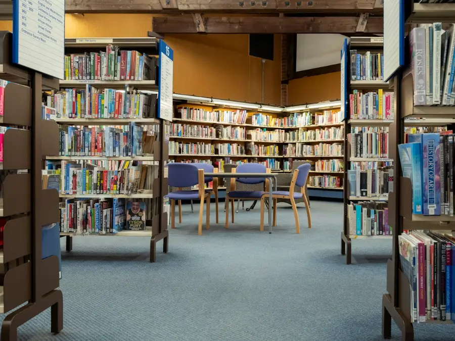 Quiet room lined with books and a reading chair